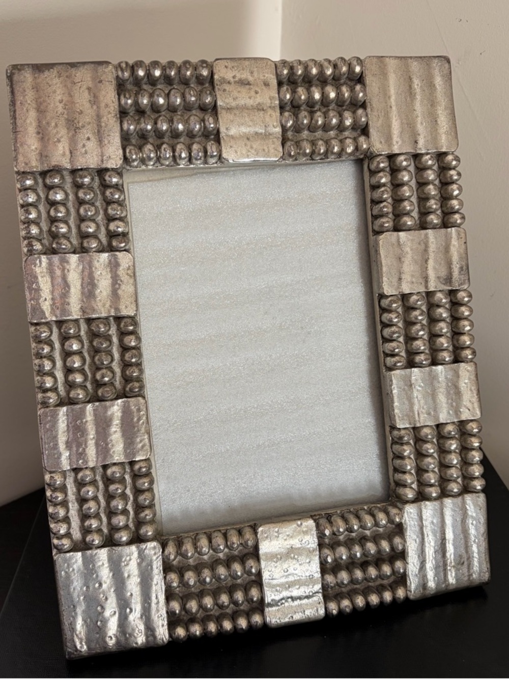 Weston Gallery Pewter Silver Picture Frame Brutalist Mosaic 8x10 4x6 Modernist